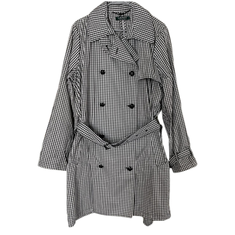 NWT Lauren Ralph Lauren Gingham Twill Trench Coat with defect sz 14 - Picture 3 of 5